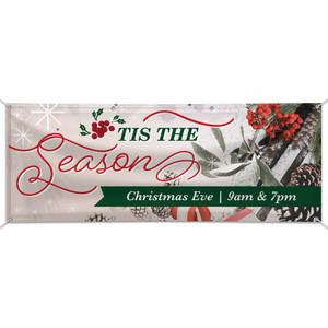 Easy Custom Outdoor Vinyl Banner - Personalize in Real Time - Tis' The Season Easy Custom Outdoor Vinyl Banner - Personalize in Real Time - Tis' The Season