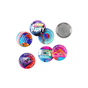 Daily Theme Buttons (12 Packs of 6) - Start the Party VBS 2024 by Orange Daily Theme Buttons (12 Packs of 6) - Start the Party VBS 2024 by Orange