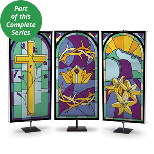 Church Banner - Gold Crown of Thorns - Stained Glass Easter