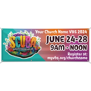 Easy Custom Outdoor Vinyl Banner - Personalize in Real Time - Scuba VBS - BSCU002 Easy Custom Outdoor Vinyl Banner - Personalize in Real Time - Scuba VBS - BSCU002