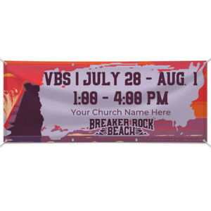 Easy Custom Outdoor Vinyl Banner - Personalize in Real Time - Breaker Rock VBS - BBRB003 Easy Custom Outdoor Vinyl Banner - Personalize in Real Time - Breaker Rock VBS - BBRB003