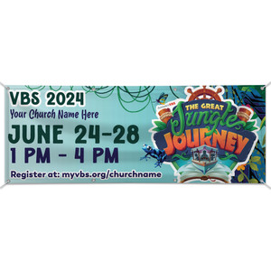 Easy Custom Outdoor Vinyl Banner - Personalize in Real Time - Jungle Journey VBS - BGJJ001 Easy Custom Outdoor Vinyl Banner - Personalize in Real Time - Jungle Journey VBS - BGJJ001