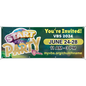 Easy Custom Outdoor Vinyl Banner - Personalize in Real Time - Start the Party VBS - BSTP001 Easy Custom Outdoor Vinyl Banner - Personalize in Real Time - Start the Party VBS - BSTP001