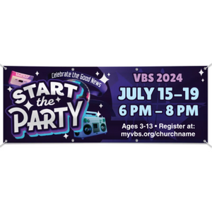 Easy Custom Outdoor Vinyl Banner - Personalize in Real Time - Start the Party VBS - BSTP003 Easy Custom Outdoor Vinyl Banner - Personalize in Real Time - Start the Party VBS - BSTP003