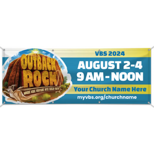 Easy Custom Outdoor Vinyl Banner - Personalize in Real Time - Outback Rock VBS - BOBR002 Easy Custom Outdoor Vinyl Banner - Personalize in Real Time - Outback Rock VBS - BOBR002