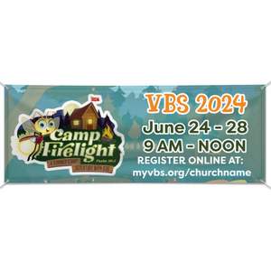 Easy Custom Outdoor Vinyl Banner - Personalize in Real Time - Camp Firelight VBS - BCFL002 Easy Custom Outdoor Vinyl Banner - Personalize in Real Time - Camp Firelight VBS - BCFL002