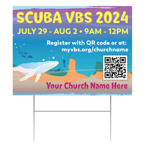 Easy Custom Outdoor Yard Sign - Personalize in Real Time - Scuba VBS - YSCU001 Easy Custom Outdoor Yard Sign - Personalize in Real Time - Scuba VBS - YSCU001