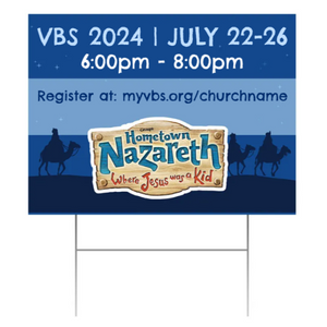 Easy Custom Outdoor Yard Sign - Personalize in Real Time - Hometown Nazareth VBS - YNAZ003 Easy Custom Outdoor Yard Sign - Personalize in Real Time - Hometown Nazareth VBS - YNAZ003