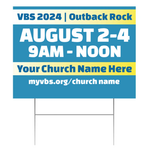 Easy Custom Outdoor Yard Sign - Personalize in Real Time - Outback Rock VBS - YOBR002 Easy Custom Outdoor Yard Sign - Personalize in Real Time - Outback Rock VBS - YOBR002