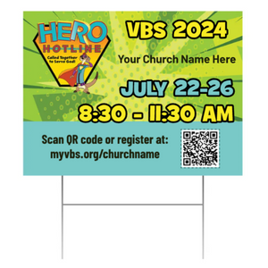 Easy Custom Outdoor Yard Sign - Personalize in Real Time - Hero Hotline VBS - YHER0011 Easy Custom Outdoor Yard Sign - Personalize in Real Time - Hero Hotline VBS - YHER0011