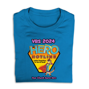 Easy Custom VBS T-Shirt - Full Color Design - Hero Hotline VBS - VHER0441 Easy Custom VBS T-Shirt - Full Color Design - Hero Hotline VBS - VHER0441