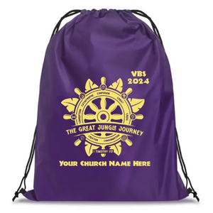 Easy Custom VBS Drawstring Bag - Personalize in Real Time - Great Jungle Journey VBS - DGJJ011 Easy Custom VBS Drawstring Bag - Personalize in Real Time - Great Jungle Journey VBS - DGJJ011