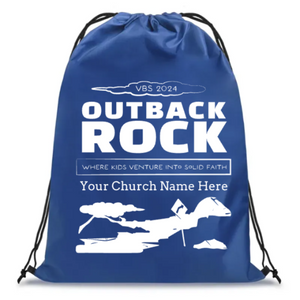 Easy Custom VBS Drawstring Bag - Personalize in Real Time - Outback Rock VBS - DOBR031 Easy Custom VBS Drawstring Bag - Personalize in Real Time - Outback Rock VBS - DOBR031