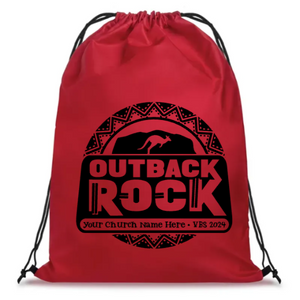 Easy Custom VBS Drawstring Bag - Personalize in Real Time - Outback Rock VBS - DOBR051 Easy Custom VBS Drawstring Bag - Personalize in Real Time - Outback Rock VBS - DOBR051