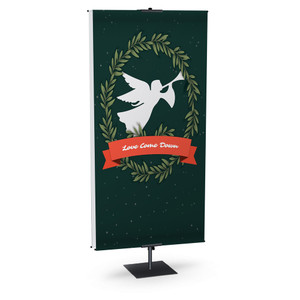 Church Banner - Green Wreath - Love Came Down - BFA241204