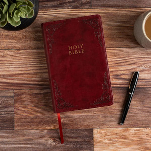 KJV Large Print Personal Size Reference Bible, Burgundy LeatherTouch, Indexed - Bulk Case of 12