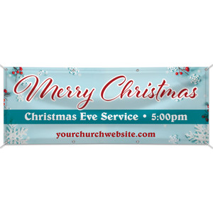 Easy Custom Outdoor Vinyl Banner - Personalize in Real Time - Christmas Snowflakes Easy Custom Outdoor Vinyl Banner - Personalize in Real Time - Christmas Snowflakes
