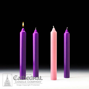 Stearine Advent Candles 12" x 1.5" (3 Purple, 1 Rose) - Cathedral Candle