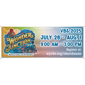 Easy Custom Outdoor Vinyl Banner - Personalize in Real Time - Wonder Junction VBS - BWOJ003 Easy Custom Outdoor Vinyl Banner - Personalize in Real Time - Wonder Junction VBS - BWOJ003