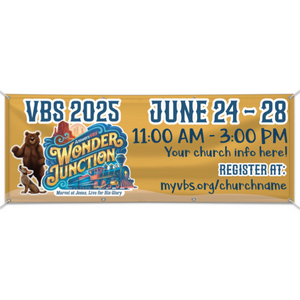 Easy Custom Outdoor Vinyl Banner - Personalize in Real Time - Wonder Junction VBS - BWOJ004 Easy Custom Outdoor Vinyl Banner - Personalize in Real Time - Wonder Junction VBS - BWOJ004