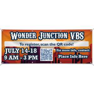 Easy Custom Outdoor Vinyl Banner - Personalize in Real Time - Wonder Junction VBS - BWOJ005 Easy Custom Outdoor Vinyl Banner - Personalize in Real Time - Wonder Junction VBS - BWOJ005