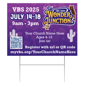 Easy Custom Outdoor Yard Sign - Personalize in Real Time - Wonder Junction VBS - YSWOJ002 Easy Custom Outdoor Yard Sign - Personalize in Real Time - Wonder Junction VBS - YSWOJ002