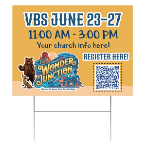 Easy Custom Outdoor Yard Sign - Personalize in Real Time - Wonder Junction VBS - YSWOJ004 Easy Custom Outdoor Yard Sign - Personalize in Real Time - Wonder Junction VBS - YSWOJ004