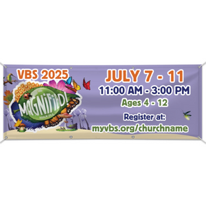 Easy Custom Outdoor Vinyl Banner - Personalize in Real Time - Magnified! VBS - BMAG005 Easy Custom Outdoor Vinyl Banner - Personalize in Real Time - Magnified! VBS - BMAG005