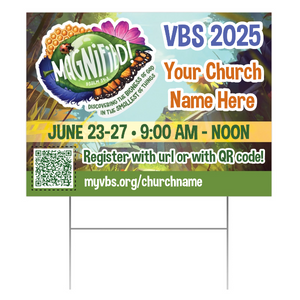 Easy Custom Outdoor Yard Sign - Personalize in Real Time - Magnified! VBS - YSMAG001 Easy Custom Outdoor Yard Sign - Personalize in Real Time - Magnified! VBS - YSMAG001