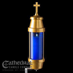 Plastic Memorial Light Fixture - Offset Spike (Blue)