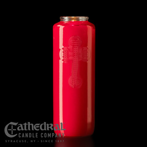 6-Day Glass Offering Candle (Ruby) - Paraffin - 8-1/8