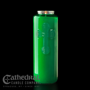 Cathedral 6-Day Glass Offering Candle (Green) (DOZEN GLASS)
