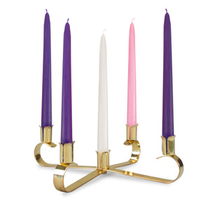 Everlasting Advent Wreath Set: 10" Brass Wreath & 7/8" Taper Candles (3 Purple, 1 Rose, 1 White) by Emkay Everlasting Advent Wreath Set: 10" Brass Wreath & 7/8" Taper Candles (3 Purple, 1 Rose, 1 White) by Emkay