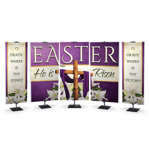Church Banners - Purple Stripe Easter - Five Banner Set - Two 2'x6' and Three 3'x6' Banners Church Banners - Purple Stripe Easter - Five Banner Set - Two 2'x6' and Three 3'x6' Banners