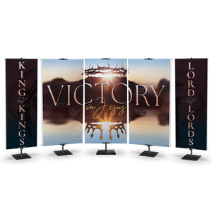 Church Banners - Victory In Jesus Easter - Five Banner Set - Two 2'x6' and Three 3'x6' Banners Church Banners - Victory In Jesus Easter - Five Banner Set - Two 2'x6' and Three 3'x6' Banners