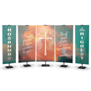 Church Banners - White Cross Easter - Five Banner Set - Two 2'x6' and Three 3'x6' Banners Church Banners - White Cross Easter - Five Banner Set - Two 2'x6' and Three 3'x6' Banners