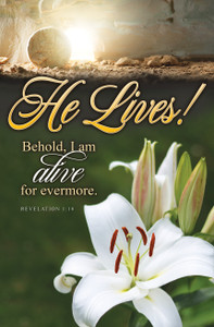 Church Bulletin 11" - Easter - Rev 1:18 - He Lives! - KJV - Pack of 100 Church Bulletin 11" - Easter - Rev 1:18 - He Lives! - KJV - Pack of 100