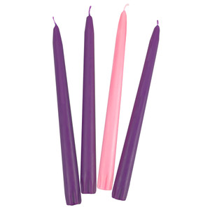15" x 7/8" Advent Taper Candles (3 Purple - 1 Rose) 15" x 7/8" Advent Taper Candles (3 Purple - 1 Rose)