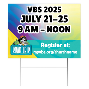 Easy Custom Outdoor Yard Sign - Personalize in Real Time - Road Trip VBS - YSROA003 Easy Custom Outdoor Yard Sign - Personalize in Real Time - Road Trip VBS - YSROA003