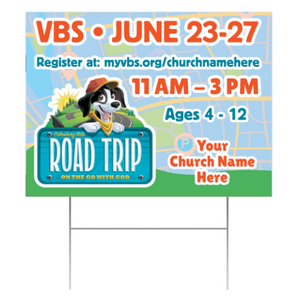 Easy Custom Outdoor Yard Sign - Personalize in Real Time - Road Trip VBS - YSROA005 Easy Custom Outdoor Yard Sign - Personalize in Real Time - Road Trip VBS - YSROA005