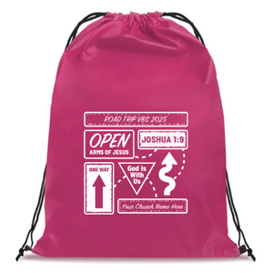 Easy Custom VBS Drawstring Bag - Personalize in Real Time - Road Trip VBS - DROA041