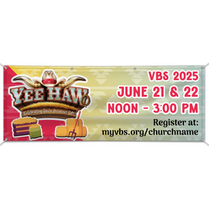Easy Custom Outdoor Vinyl Banner - Personalize in Real Time - Yee-Haw VBS - BYHA002 Easy Custom Outdoor Vinyl Banner - Personalize in Real Time - Yee-Haw VBS - BYHA002