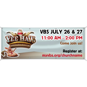 Easy Custom Outdoor Vinyl Banner - Personalize in Real Time - Yee-Haw VBS - BYHA004 Easy Custom Outdoor Vinyl Banner - Personalize in Real Time - Yee-Haw VBS - BYHA004