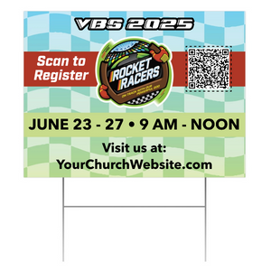 Easy Custom Outdoor Yard Sign - Personalize in Real Time - Rocket Racers VBS - YSRRA005 Easy Custom Outdoor Yard Sign - Personalize in Real Time - Rocket Racers VBS - YSRRA005