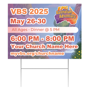 Easy Custom Outdoor Yard Sign - Personalize in Real Time - Epic Australian Adventure VBS - YSAUS001 Easy Custom Outdoor Yard Sign - Personalize in Real Time - Epic Australian Adventure VBS - YSAUS001
