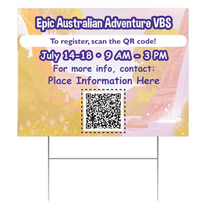 Easy Custom Outdoor Yard Sign - Personalize in Real Time - Epic Australian Adventure VBS - YSAUS003 Easy Custom Outdoor Yard Sign - Personalize in Real Time - Epic Australian Adventure VBS - YSAUS003