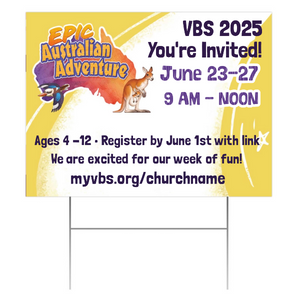 Easy Custom Outdoor Yard Sign - Personalize in Real Time - Epic Australian Adventure VBS - YSAUS005 Easy Custom Outdoor Yard Sign - Personalize in Real Time - Epic Australian Adventure VBS - YSAUS005