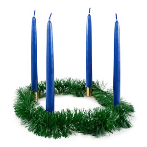 Advent Wreath Set - 9" Wreath, 7/8" Candles (Blue) & Green Trim Advent Wreath Set - 9" Wreath, 7/8" Candles (Blue) & Green Trim