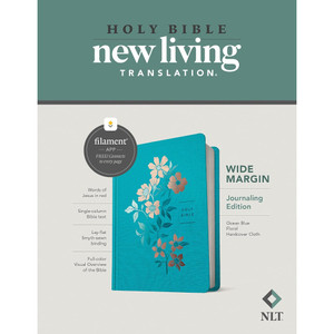 NLT Wide Margin Bible, Filament Enabled (Hardcover, Ocean Blue Floral) - Bulk Case of 12