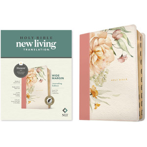 NLT Wide Margin Bible, Filament Enabled, Thumb Indexed (Imitation Leather, Dusty Pink Blossoms) - Bulk Case of 12